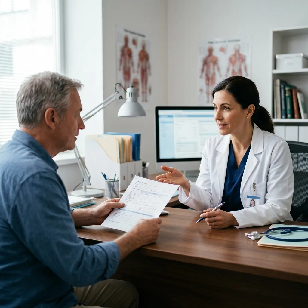 Врач обсуждает план комплексного лечения алкогольной зависимости