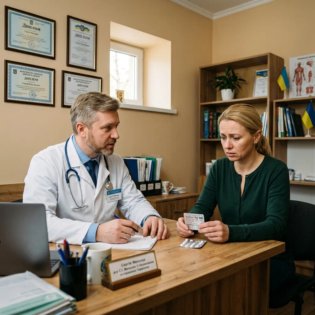 Пациент на консультации нарколога по поводу зависимости от феназепама и транквилизаторов