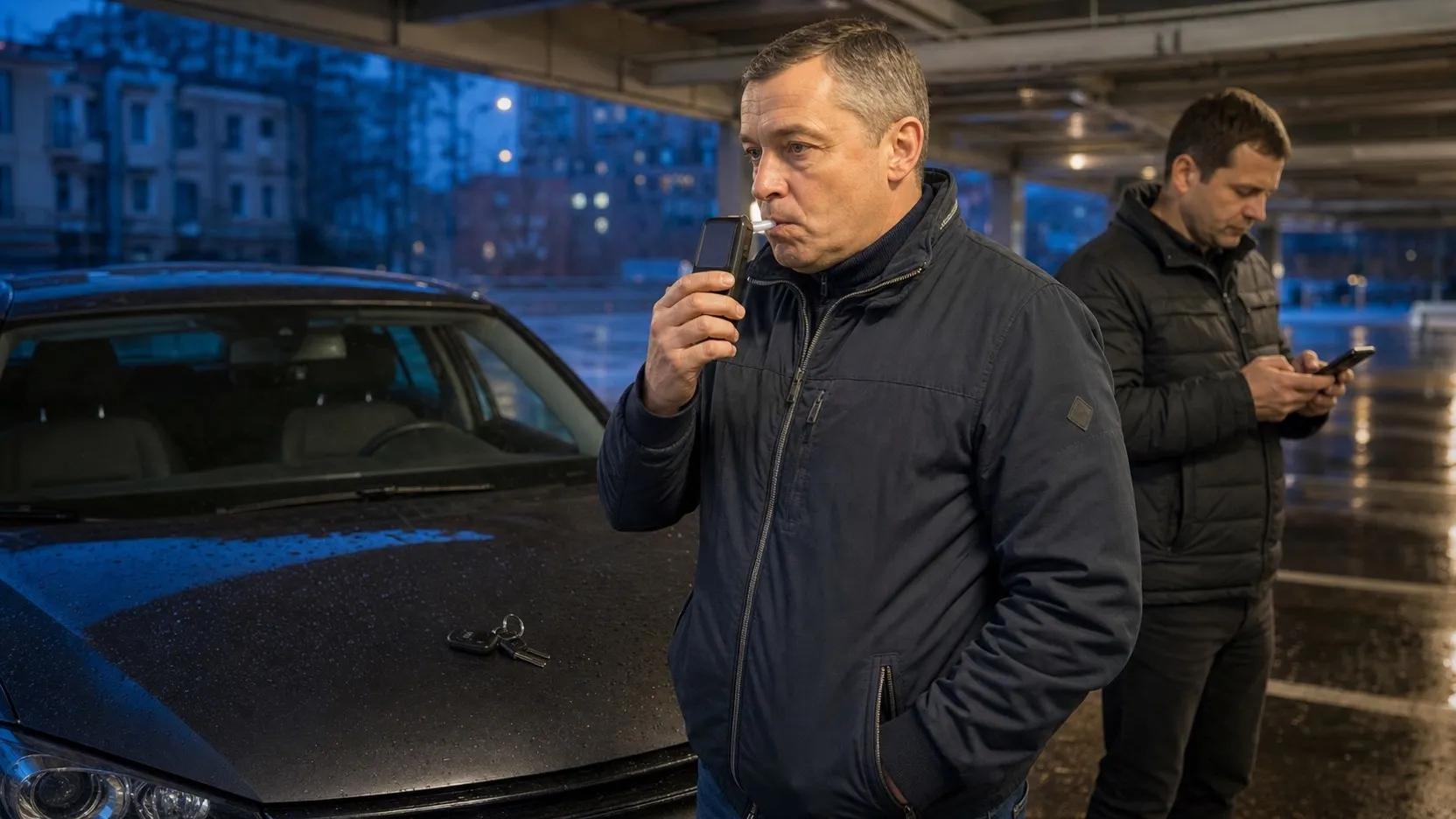 Проверка алкотестером перед поездкой после алкоголя