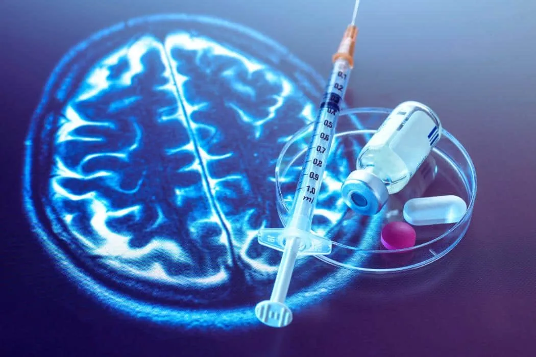 Схематическое изображение работы нейромедиаторов в мозге